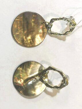 Gold Pearl Shell Earrings Handmade Dangle Modern Statement Gift